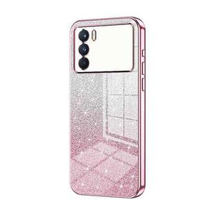 For OPPO K9 Pro Gradient Glitter Powder Electroplated Phone Case(Pink)