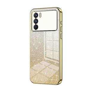 For OPPO K9 Pro Gradient Glitter Powder Electroplated Phone Case(Gold)