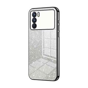 For OPPO K9 Pro Gradient Glitter Powder Electroplated Phone Case(Black)