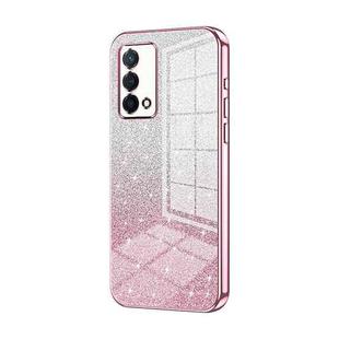 For OPPO K9 Gradient Glitter Powder Electroplated Phone Case(Pink)