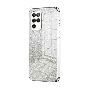 For OPPO A94 4G Gradient Glitter Powder Electroplated Phone Case(Silver)