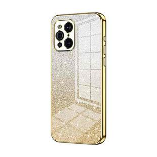 For OPPO Find X3 / Find X3 Pro Gradient Glitter Powder Electroplated Phone Case(Gold)