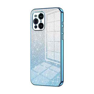 For OPPO Find X3 / Find X3 Pro Gradient Glitter Powder Electroplated Phone Case(Blue)