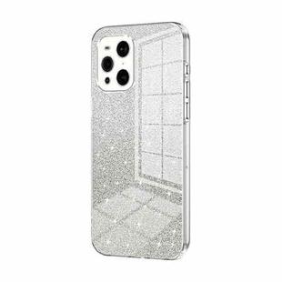 For OPPO Find X3 / Find X3 Pro Gradient Glitter Powder Electroplated Phone Case(Transparent)
