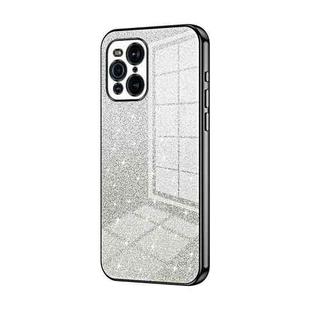 For OPPO Find X3 / Find X3 Pro Gradient Glitter Powder Electroplated Phone Case(Black)