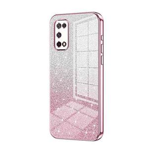 For OPPO K7x / Realme V5 5G Gradient Glitter Powder Electroplated Phone Case(Pink)