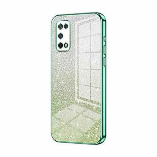 For OPPO K7x / Realme V5 5G Gradient Glitter Powder Electroplated Phone Case(Green)