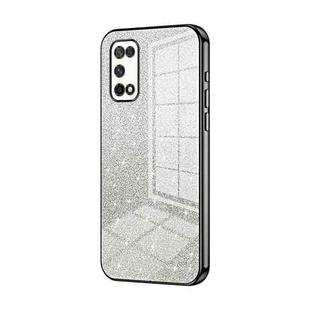 For OPPO K7x / Realme V5 5G Gradient Glitter Powder Electroplated Phone Case(Black)