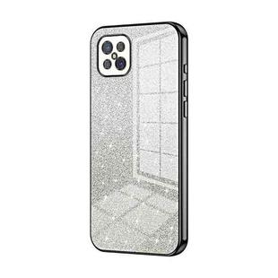 For OPPO A92s / Reno4 Z 5G Gradient Glitter Powder Electroplated Phone Case(Black)