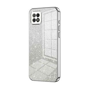 For OPPO A72 5G / A73 5G Gradient Glitter Powder Electroplated Phone Case(Silver)