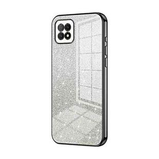 For OPPO A72 5G / A73 5G Gradient Glitter Powder Electroplated Phone Case(Black)