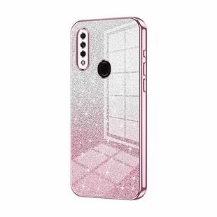 For OPPO A8 / A31 2020 Gradient Glitter Powder Electroplated Phone Case(Pink)