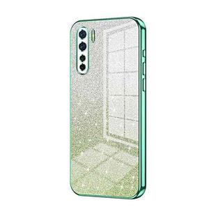 For OPPO A91 Gradient Glitter Powder Electroplated Phone Case(Green)