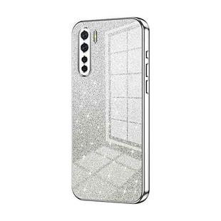 For OPPO A91 Gradient Glitter Powder Electroplated Phone Case(Silver)