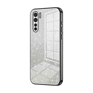 For OPPO A91 Gradient Glitter Powder Electroplated Phone Case(Black)