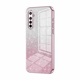 For OPPO K5 / Realme XT/XT 730G Gradient Glitter Powder Electroplated Phone Case(Pink)