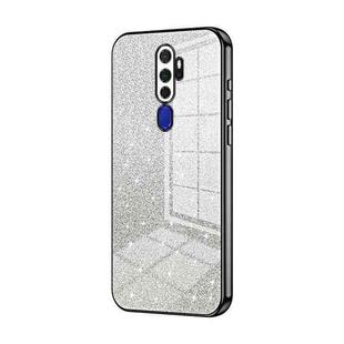 For OPPO A11x / A9 2020 Gradient Glitter Powder Electroplated Phone Case(Black)
