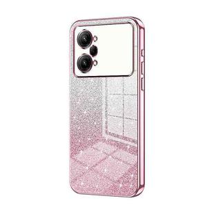 For OPPO K10 Pro Gradient Glitter Powder Electroplated Phone Case(Pink)