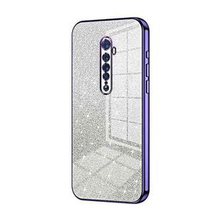 For OPPO Reno2 Gradient Glitter Powder Electroplated Phone Case(Purple)