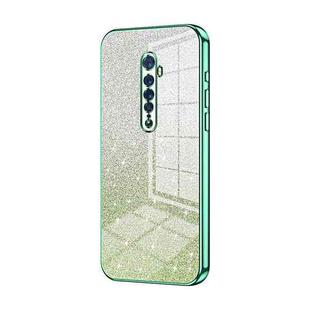 For OPPO Reno2 Gradient Glitter Powder Electroplated Phone Case(Green)