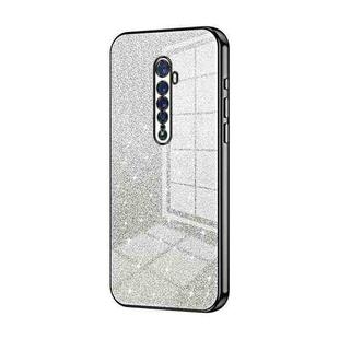 For OPPO Reno2 Gradient Glitter Powder Electroplated Phone Case(Black)