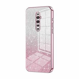 For OPPO Reno2 Z / Reno2 F Gradient Glitter Powder Electroplated Phone Case(Pink)