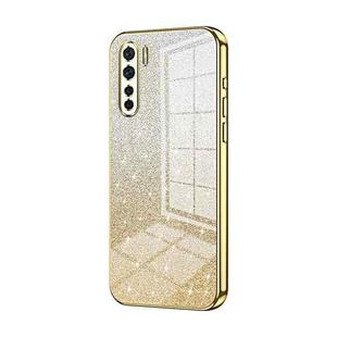 For OPPO Reno3 4G / F15 / A91 Gradient Glitter Powder Electroplated Phone Case(Gold)