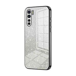 For OPPO Reno3 4G / F15 / A91 Gradient Glitter Powder Electroplated Phone Case(Black)