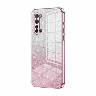 For OPPO Reno3 5G / Find X2 Lite Gradient Glitter Powder Electroplated Phone Case(Pink)