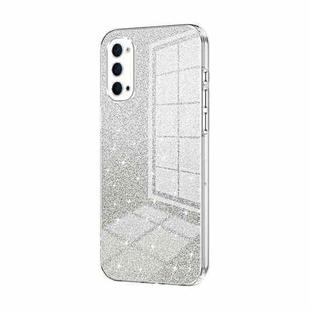 For OPPO Reno4 Gradient Glitter Powder Electroplated Phone Case(Transparent)