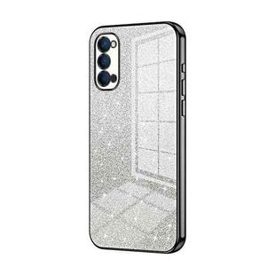 For OPPO Reno4 Gradient Glitter Powder Electroplated Phone Case(Black)