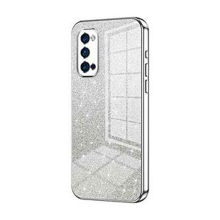 For OPPO Reno4 Pro Gradient Glitter Powder Electroplated Phone Case(Silver)