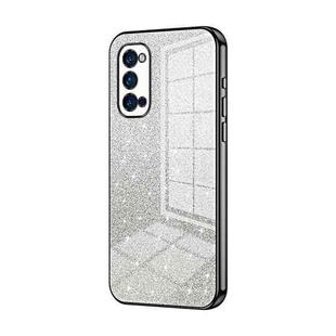 For OPPO Reno4 Pro Gradient Glitter Powder Electroplated Phone Case(Black)