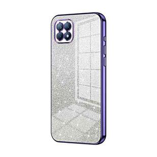 For OPPO Reno4 SE Gradient Glitter Powder Electroplated Phone Case(Purple)