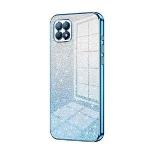 For OPPO Reno4 SE Gradient Glitter Powder Electroplated Phone Case(Blue)
