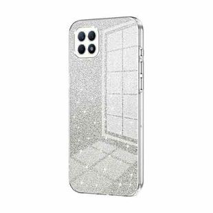 For OPPO Reno4 SE Gradient Glitter Powder Electroplated Phone Case(Transparent)
