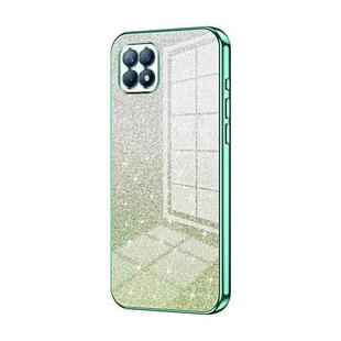 For OPPO Reno4 SE Gradient Glitter Powder Electroplated Phone Case(Green)