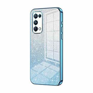 For OPPO Reno5 Pro Gradient Glitter Powder Electroplated Phone Case(Blue)