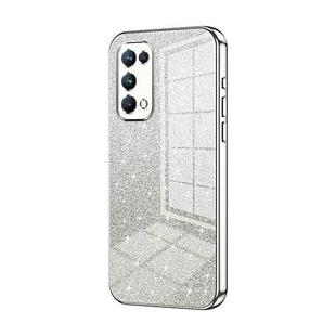 For OPPO Reno5 Pro Gradient Glitter Powder Electroplated Phone Case(Silver)