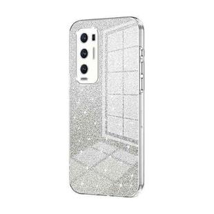For OPPO Reno5 Pro+ Gradient Glitter Powder Electroplated Phone Case(Transparent)