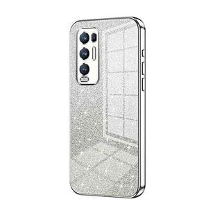 For OPPO Reno5 Pro+ Gradient Glitter Powder Electroplated Phone Case(Silver)