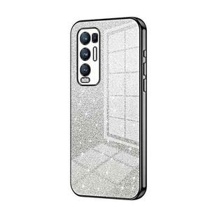 For OPPO Reno5 Pro+ Gradient Glitter Powder Electroplated Phone Case(Black)