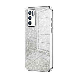 For OPPO Reno6 Indian / Malay Gradient Glitter Powder Electroplated Phone Case(Silver)