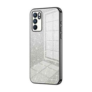 For OPPO Reno6 Indian / Malay Gradient Glitter Powder Electroplated Phone Case(Black)