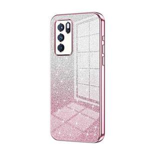 For OPPO Reno6 Pro Indian  Gradient Glitter Powder Electroplated Phone Case(Pink)