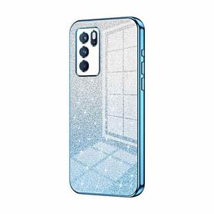 For OPPO Reno6 Pro Indian  Gradient Glitter Powder Electroplated Phone Case(Blue)