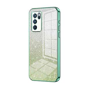 For OPPO Reno6 Pro Indian  Gradient Glitter Powder Electroplated Phone Case(Green)