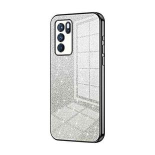 For OPPO Reno6 Pro Indian  Gradient Glitter Powder Electroplated Phone Case(Black)
