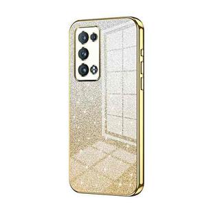 For OPPO Reno6 Pro+ Gradient Glitter Powder Electroplated Phone Case(Gold)