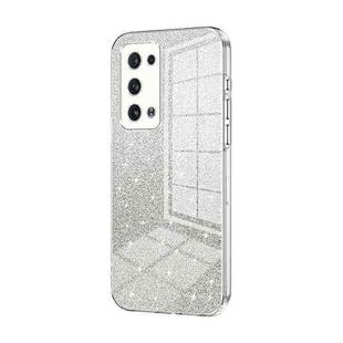 For OPPO Reno6 Pro+ Gradient Glitter Powder Electroplated Phone Case(Transparent)